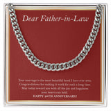 "All The Happiness You Hold" Father In Law 20th Wedding Anniversary Necklace Gift From Daughter-In-Law Son-In-Law Cuban Link Chain Jewelry Box