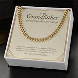 "To The Most Beautiful Couple" Grandfather Wedding Anniversary Necklace Gift From Granddaughter Grandson Cuban Link Chain Jewelry Box