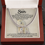To My Son Cuban Necklace From Mom - This old Mama Bear always have your back Cuban Link Chain Necklace LX006A