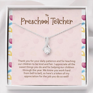 "Teaching Our Children" Preschool Teacher Necklace Gift From Student Teacher Alluring Beauty Pendant Jewelry Box Teachers Day Graduation Christmas