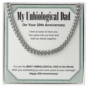 "Everlasting Joy" Unbiological Dad 20th Wedding Anniversary Necklace Gift From Daughter Son Cuban Link Chain Jewelry Box