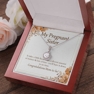 "Instinct And Lots Of Love" Pregnant Sister Necklace Gift From Brother Sibling Eternal Hope Pendant Jewelry Box Baby Shower Birth Announcement Pregnancy Announcement