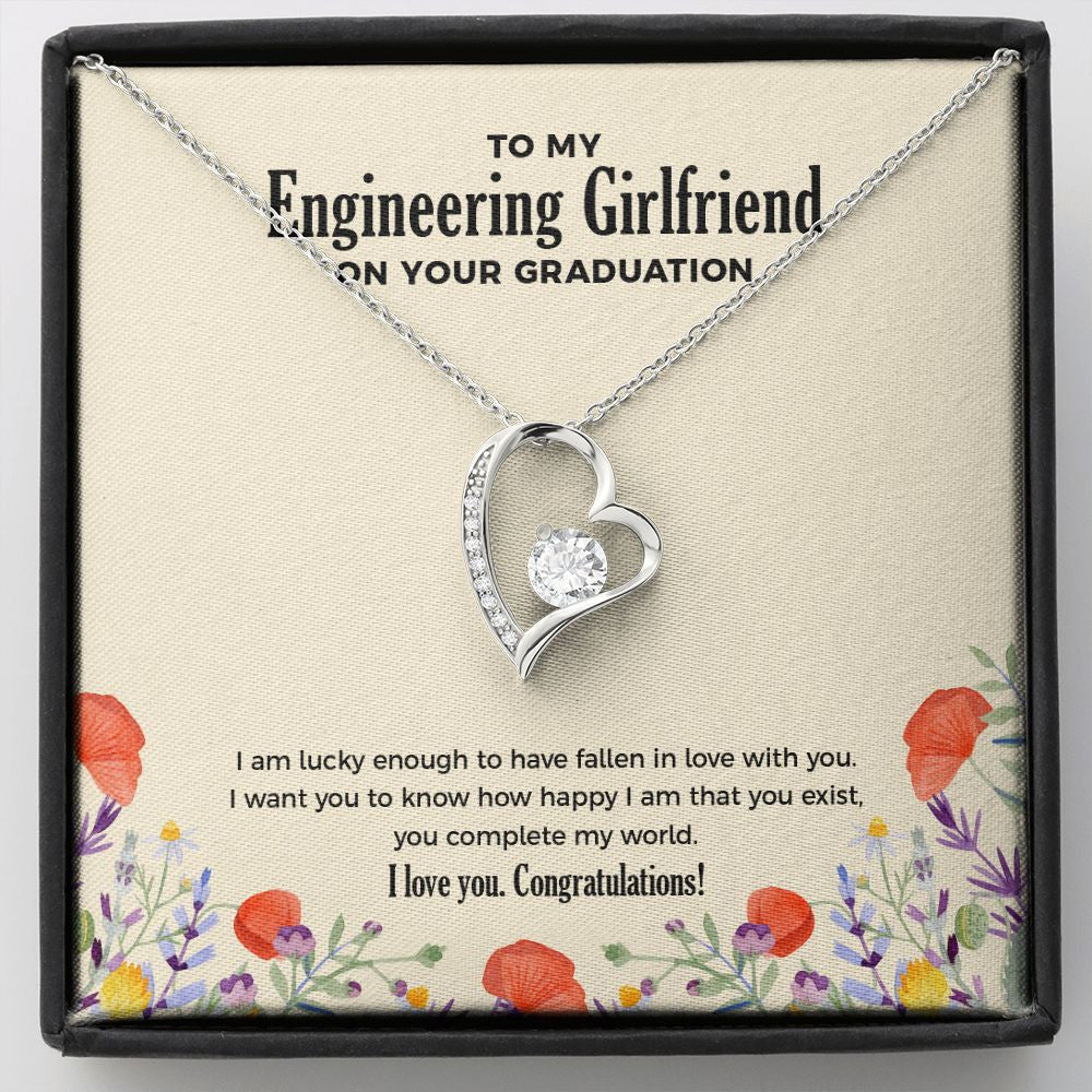 "Lucky To Fall In Love" Engineering Girlfriend Graduation Necklace Gift From Boyfriend Forever Love Pendant Jewelry Box