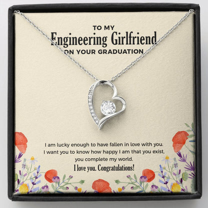 "Lucky To Fall In Love" Engineering Girlfriend Graduation Necklace Gift From Boyfriend Forever Love Pendant Jewelry Box