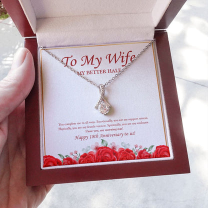 "My Better Half" Wife 18th Wedding Anniversary Necklace Gift From Husband Alluring Beauty Pendant Jewelry Box