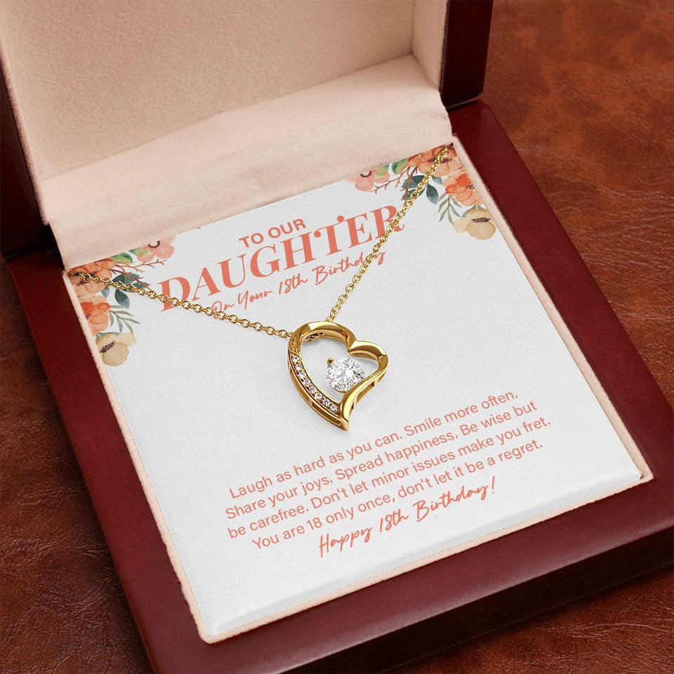 "Smile More Often" Daughter 18th Birthday Necklace Gift From Mom Dad Forever Love Pendant Jewelry Box