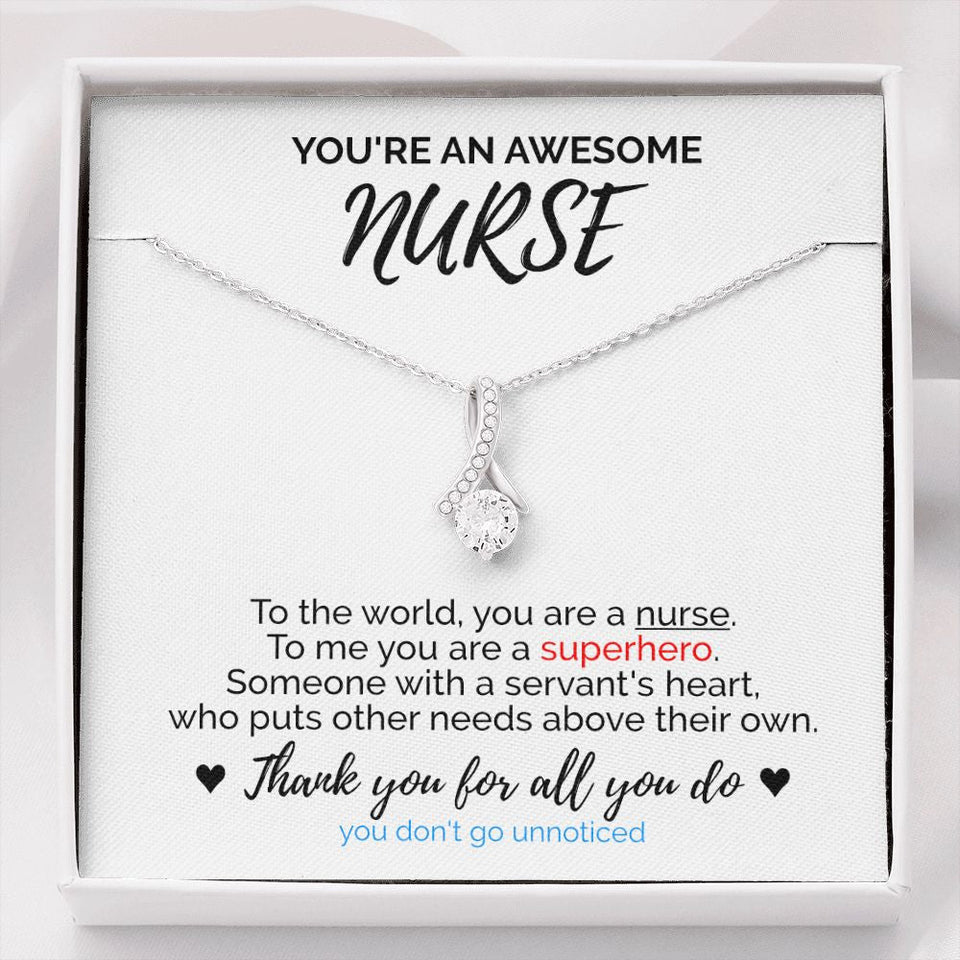 "You Are Superhero" Awesome Nurse Necklace Gift From Friend Parents Co-worker Alluring Beauty Pendant Jewelry Box Birthday Christmas Thanksgiving New Year
