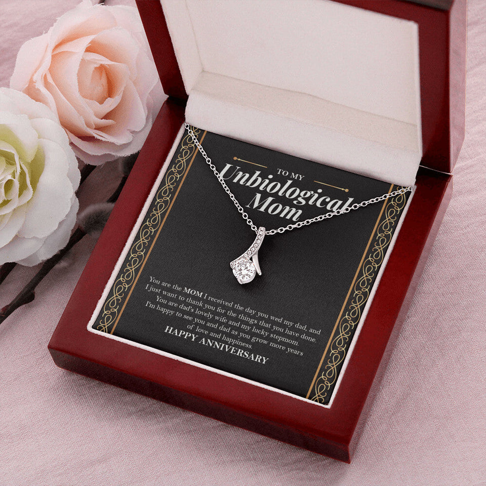 "Grow More Years Of Love" Unbiological Mom Wedding Anniversary Necklace Gift From Daughter Son Alluring Beauty Pendant Jewelry Box