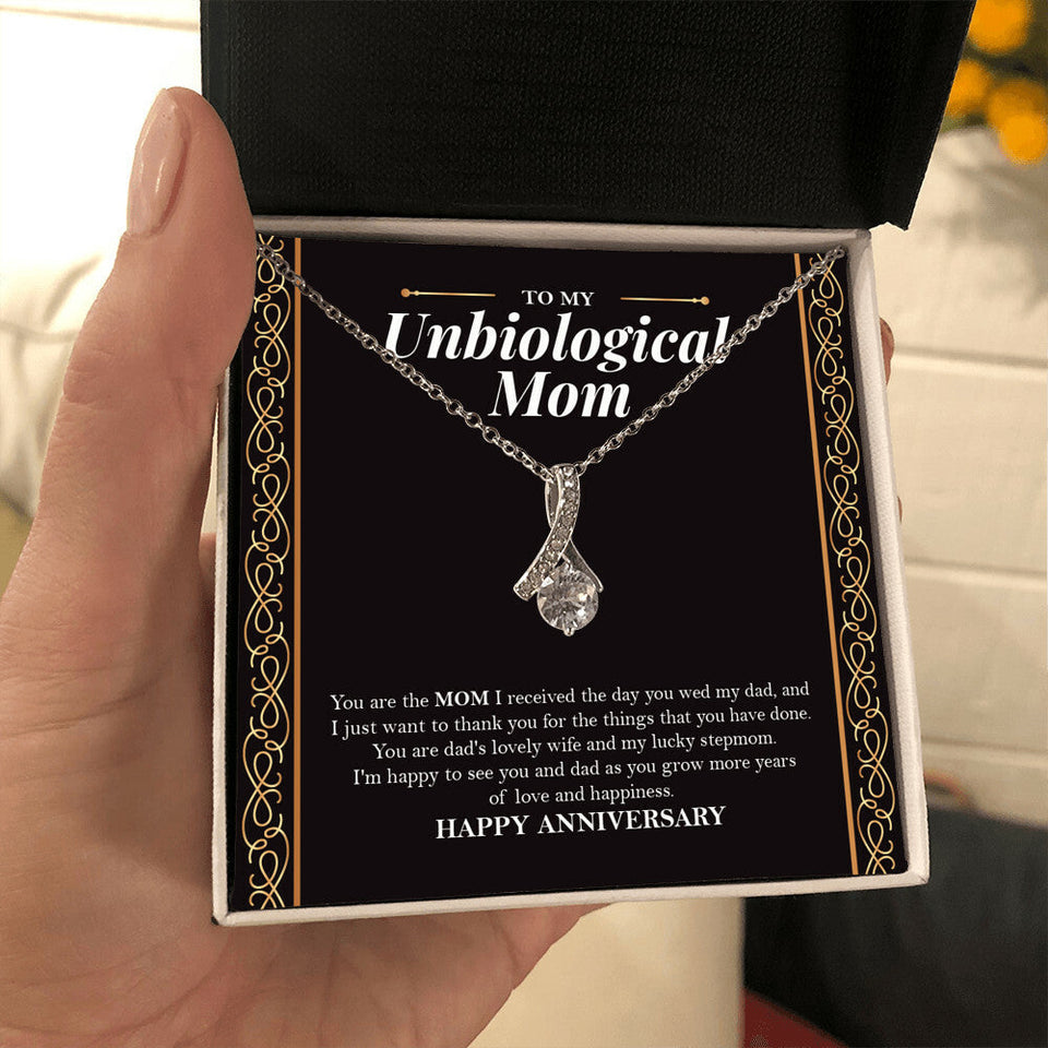 "Grow More Years Of Love" Unbiological Mom Wedding Anniversary Necklace Gift From Daughter Son Alluring Beauty Pendant Jewelry Box
