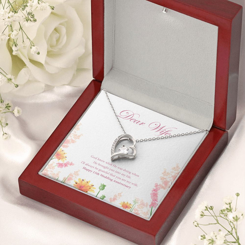 "Always Grateful" Wife 15th Wedding Anniversary Necklace Gift From Husband Forever Love Pendant Jewelry Box