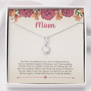 "Unconditional Love" Mom Necklace Gift From Daughter Son Alluring Beauty Pendant Jewelry Box Birthday Thanksgiving Christmas Mothers Day