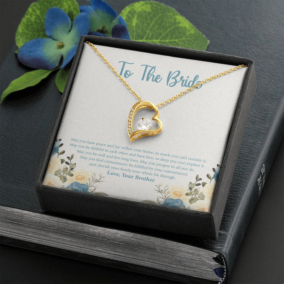 "Fulfilled By Commitment" Bride Wedding Day Necklace Gift From Brother Forever Love Pendant Jewelry Box