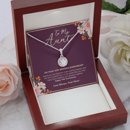 "Happy And Grateful" Aunt 10th Wedding Anniversary Necklace Gift From Niece Eternal Hope Pendant Jewelry Box