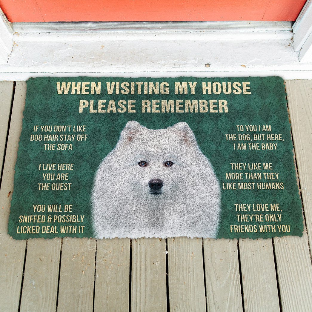 3D Please Remember Japanese Spitz Dogs House Rules Doormat