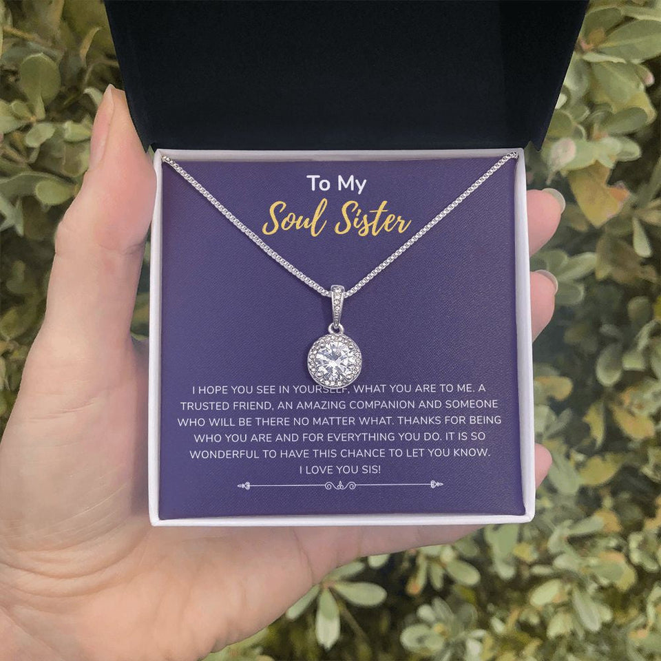 "Amazing Companion" Soul Sister Necklace Gift From Sis Brother Bestfriend Eternal Hope Pendant Jewelry Box Birthday Graduation Christmas Thanksgiving