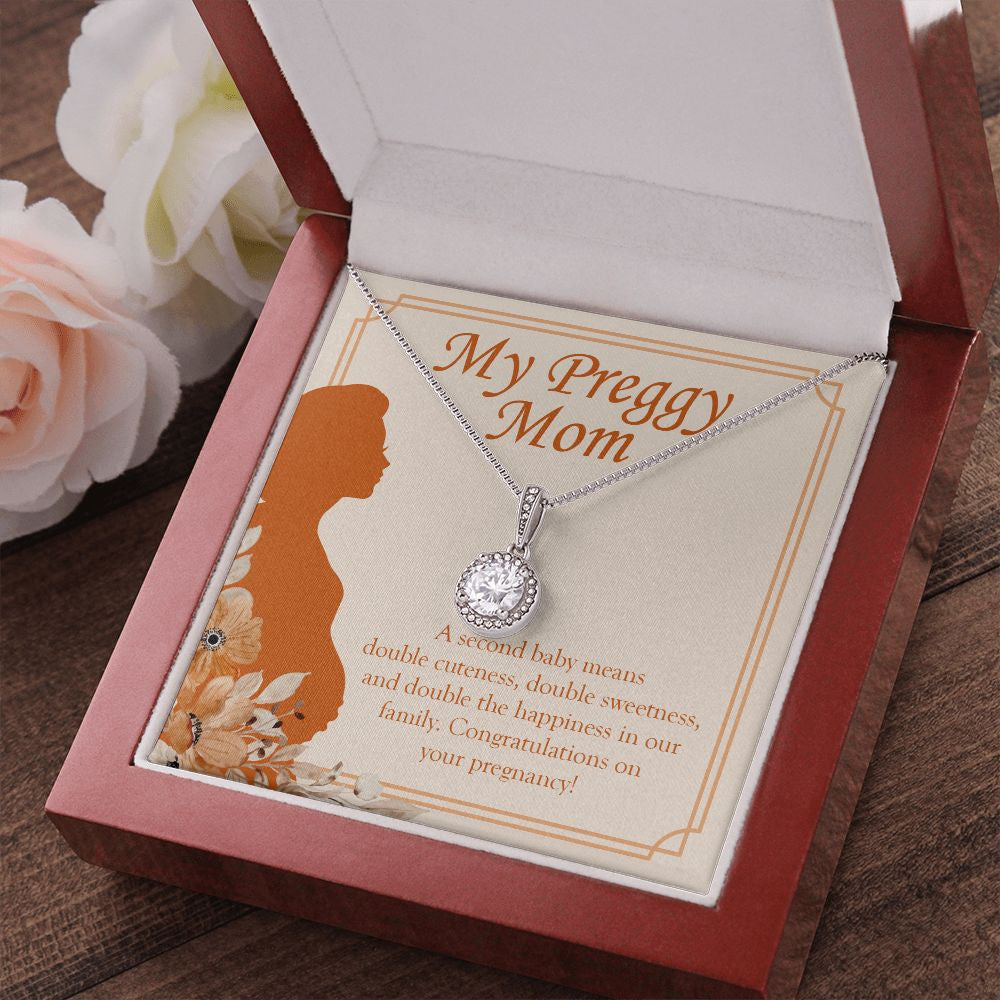"A Double Cuteness" Preggy Mom Necklace Gift From Daughter Son Eternal Hope Pendant Jewelry Box Baby Shower Pregnancy Announcement