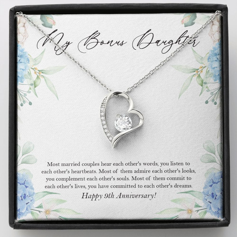 "Commit Each Other Lives" Bonus Daughter 9th Wedding Anniversary Necklace Gift From Dad Mom Forever Love Pendant Jewelry Box