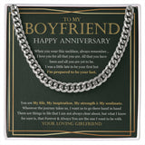"Forever And Always" Boyfriend Anniversary Necklace Gift From Girlfriend Cuban Link Chain Jewelry Box