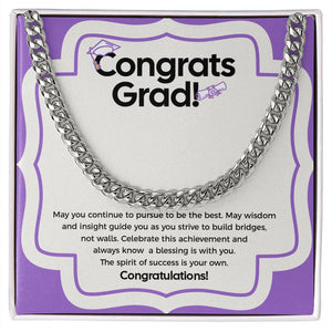 "Pursue To Be The Best" Graduation Necklace Gift From Family Parents Friends Teachers Cuban Link Chain Jewelry Box