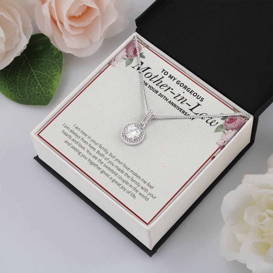 "Family With Heart And Joy" Gorgeous Mother In Law 30th Wedding Anniversary Necklace Gift From Daughter-In-Law Son-In-Law Eternal Hope Pendant Jewelry Box