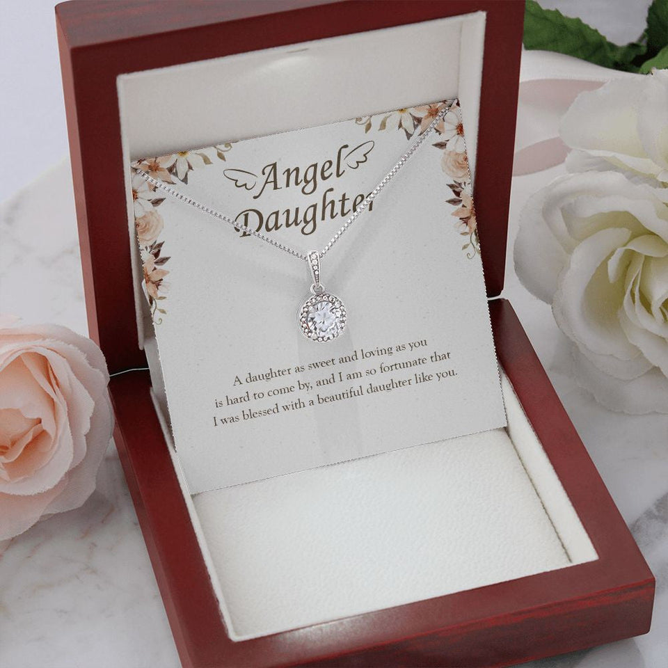 "So Fortunate And Blessed" Angel Daughter Necklace Gift From Mom Dad Eternal Hope Pendant Jewelry Box Birthday Graduation Christmas New Year