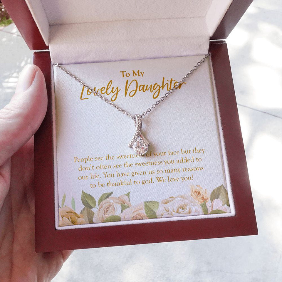 "The Sweetness You Add" Lovely Daughter Necklace Gift From Mom Dad Alluring Beauty Pendant Jewelry Box Birthday Christmas New Year Graduation