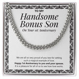 "Magical Example Of Love" Handsome Bonus Son 1st Wedding Anniversary Necklace Gift From Mom Dad Cuban Link Chain Jewelry Box