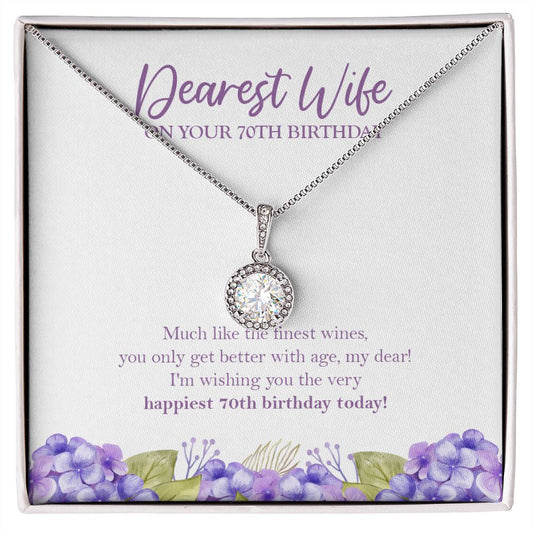 "Finest Of Wines" Wife 70th Birthday Necklace Gift From Husband Eternal Hope Pendant Jewelry Box