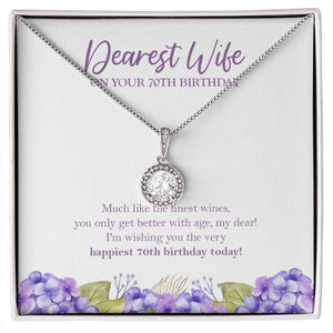 "Finest Of Wines" Wife 70th Birthday Necklace Gift From Husband Eternal Hope Pendant Jewelry Box