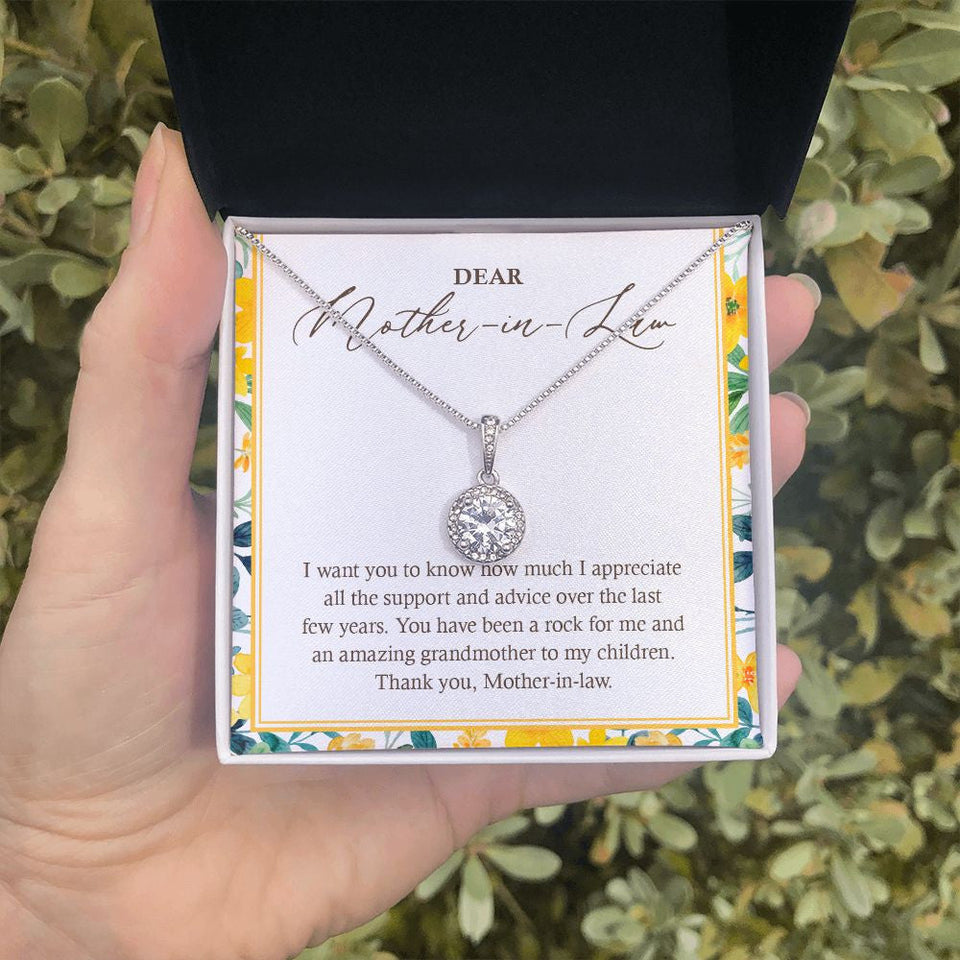 "I Appreciate All Your Support" Mother In Law Necklace Gift From Daughter-In-Law Son-In-Law Eternal Hope Pendant Jewelry Box Birthday Anniversary Christmas Thanksgiving