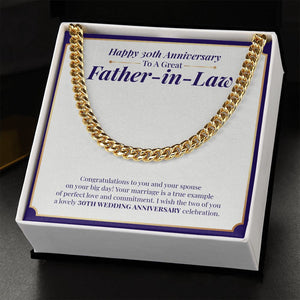 "Example Of Perfect Love" Great Father In Law 30th Wedding Anniversary Necklace Gift From Daughter-In-Law Son-In-Law Cuban Link Chain Jewelry Box