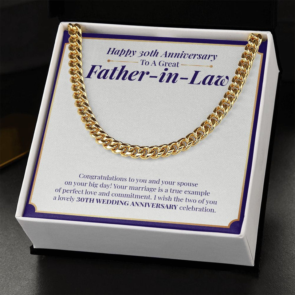 "Example Of Perfect Love" Great Father In Law 30th Wedding Anniversary Necklace Gift From Daughter-In-Law Son-In-Law Cuban Link Chain Jewelry Box