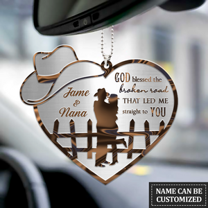Couple Cowboy And Cowgirl God Blessed Personalized Ornament, Couple Car Hanging Ornament, Valentine Couple Ornament