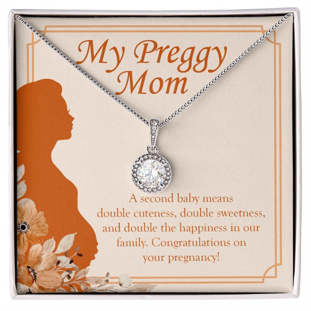 "A Double Cuteness" Preggy Mom Necklace Gift From Daughter Son Eternal Hope Pendant Jewelry Box Baby Shower Pregnancy Announcement