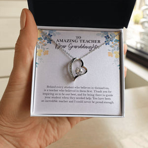 "You Believed In Them First" Teacher Granddaughter Necklace Gift From Grandma Grandpa Forever Love Pendant Jewelry Box Teachers Day Promotion Birthday Christmas