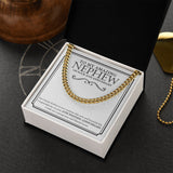 "Prosperous And Blissful" Amazing Nephew 10th Wedding Anniversary Necklace Gift Cuban Link Chain Jewelry Box