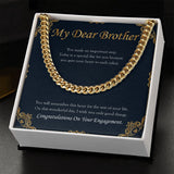 "Important Step" Brother Engagement Necklace Gift From Sister Bro Sibling Cuban Link Chain Jewelry Box