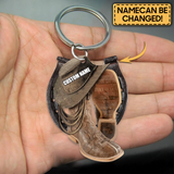 Christmas Ornament, Personalized Boots And Hat Cowboy Flat Acrylic Car Ornament
