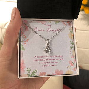 "Is A True Blessing" Bonus Daughter Necklace Gift From Mom Dad Alluring Beauty Pendant Jewelry Box Birthday Graduation Christmas New Year