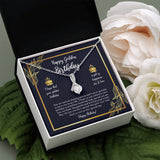 "Happiness, Joy, and Love" Golden Birthday Necklace Gift From Daughter Son Friends Co-Worker Alluring Beauty Pendant Jewelry Box