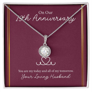 "My Tomorrow" Wife 19th Wedding Anniversary Necklace Gift From Husband Eternal Hope Pendant Jewelry Box