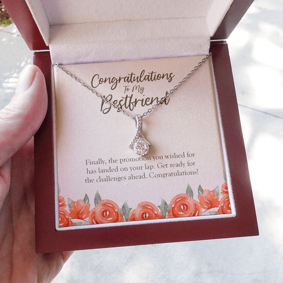 "The Challenges Ahead" Bestfriend Job Promotion Necklace Gift From BFF Bestie Colleague Alluring Beauty Pendant Jewelry Box
