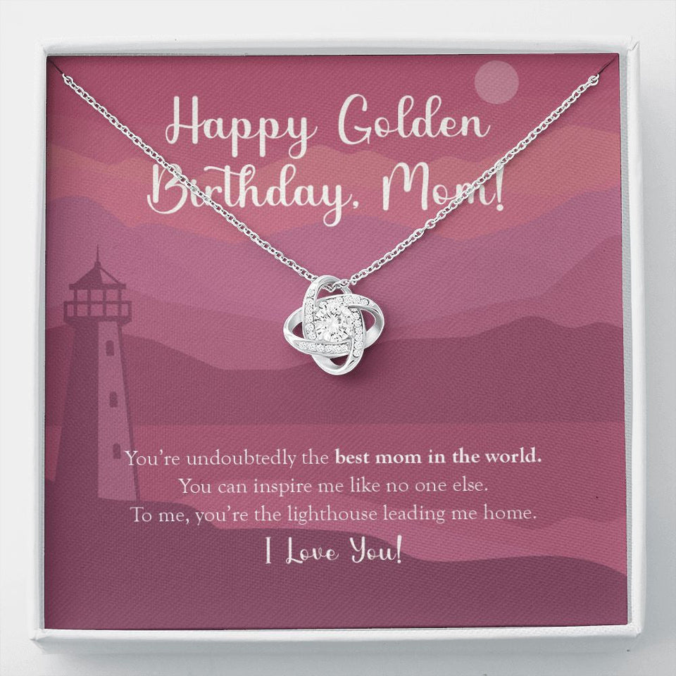 "You Are My Lighthouse" Mom Golden Birthday Necklace Gift From Daughter Son Forever Love Pendant Jewelry Box
