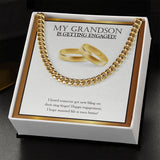 "Bling On The Finger" Grandson Engagement Necklace Gift From Grandma Grandpa Grandparents Cuban Link Chain Jewelry Box