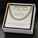 "A Year Wiser" Dad 40th Birthday Necklace Gift From Daughter Son Cuban Link Chain Jewelry Box