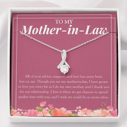 "Love You As My Own Mom" Mother In Law Necklace Gift From Daughter-In-Law Son-In-Law Alluring Beauty Pendant Jewelry Box Birthday Christmas Thanksgiving Anniversary