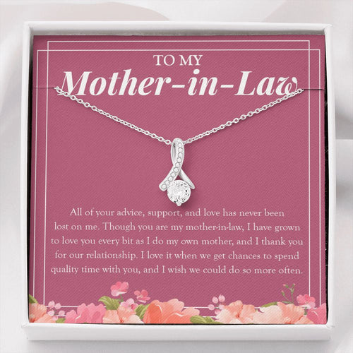 "Love You As My Own Mom" Mother In Law Necklace Gift From Daughter-In-Law Son-In-Law Alluring Beauty Pendant Jewelry Box Birthday Christmas Thanksgiving Anniversary
