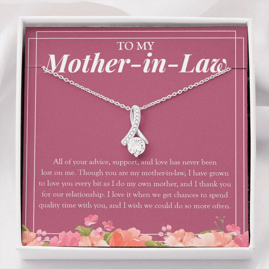 "Love You As My Own Mom" Mother In Law Necklace Gift From Daughter-In-Law Son-In-Law Alluring Beauty Pendant Jewelry Box Birthday Christmas Thanksgiving Anniversary