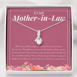 "Love You As My Own Mom" Mother In Law Necklace Gift From Daughter-In-Law Son-In-Law Alluring Beauty Pendant Jewelry Box Birthday Christmas Thanksgiving Anniversary