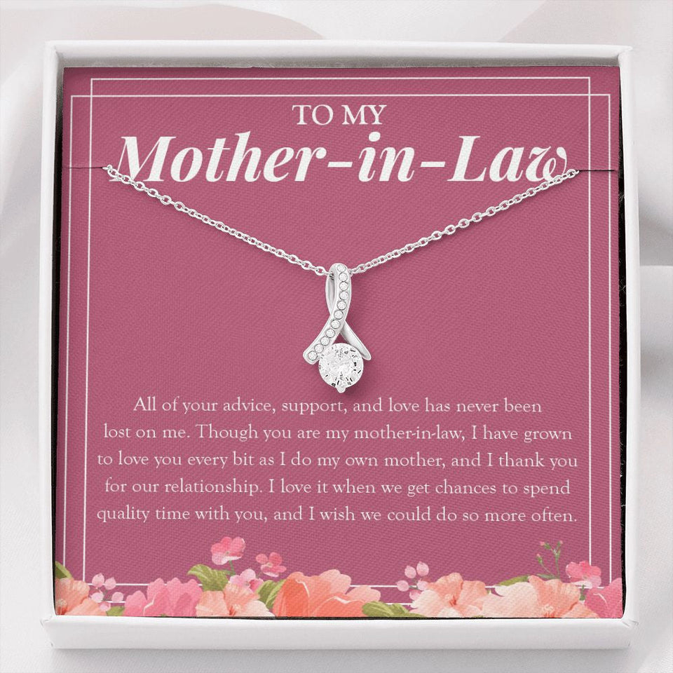 "Love You As My Own Mom" Mother In Law Necklace Gift From Daughter-In-Law Son-In-Law Alluring Beauty Pendant Jewelry Box Birthday Christmas Thanksgiving Anniversary